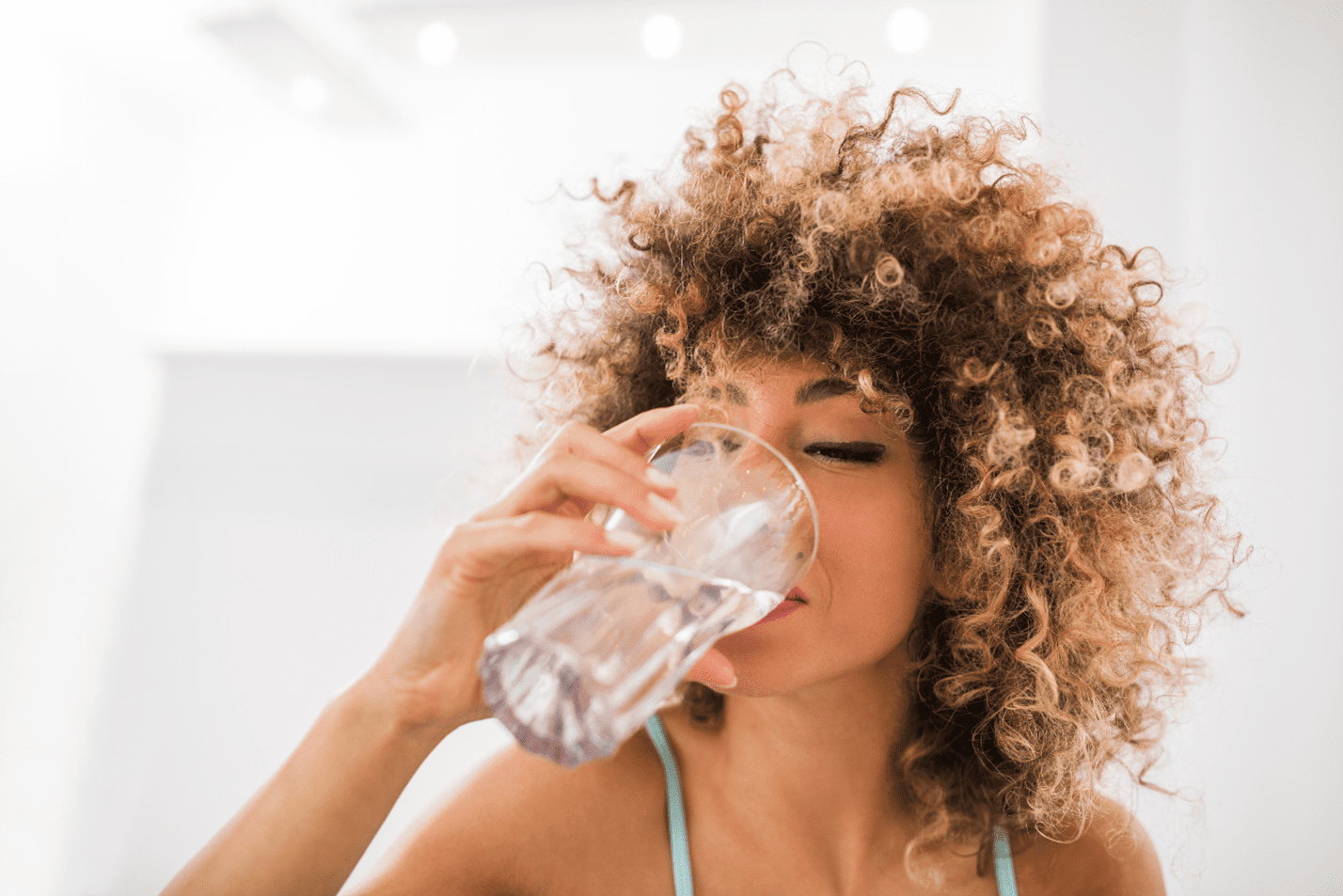 woman drinking water
